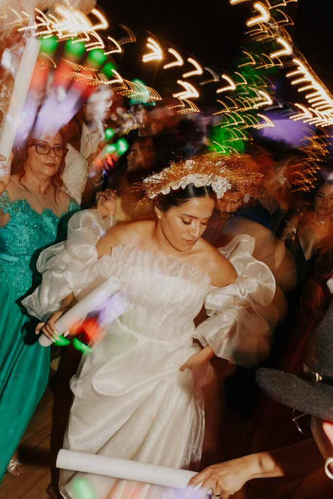 Bride dancing at wedding reception